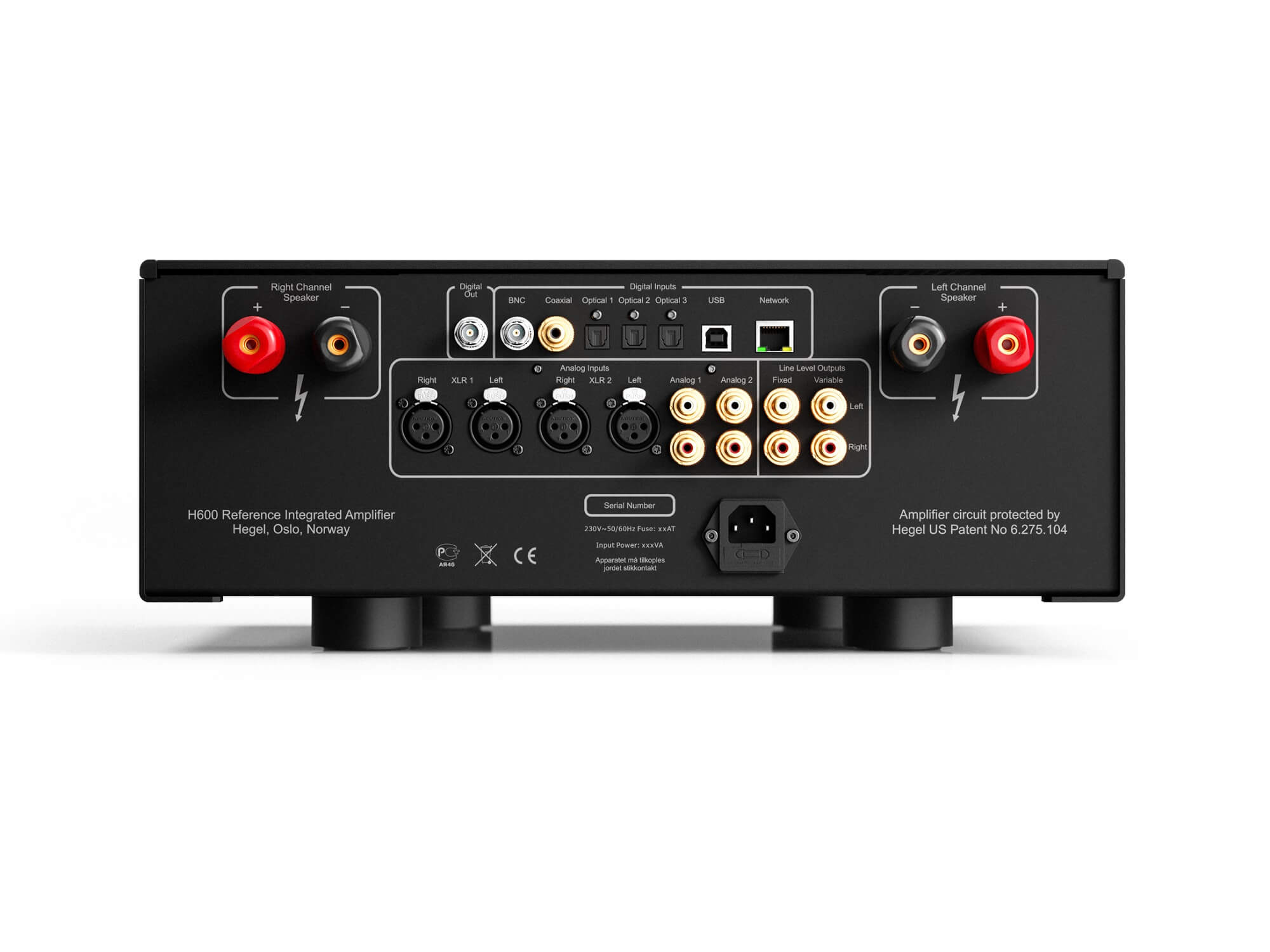 Hegel H600 - Dual Mono Integrated Amplifier - Rear