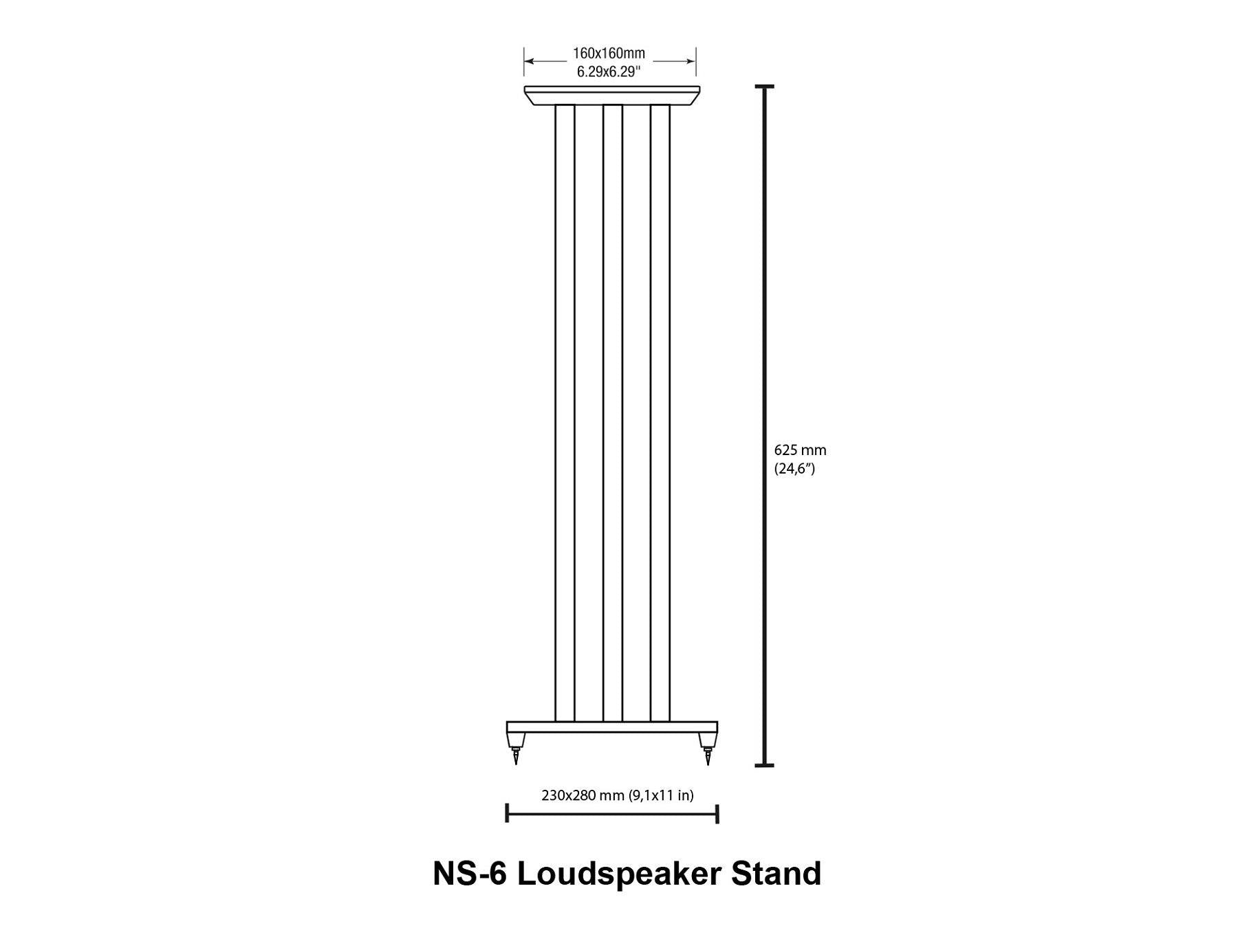 Solidsteel NS-6 - Hi-Fi Speaker Stands - Dimensions
