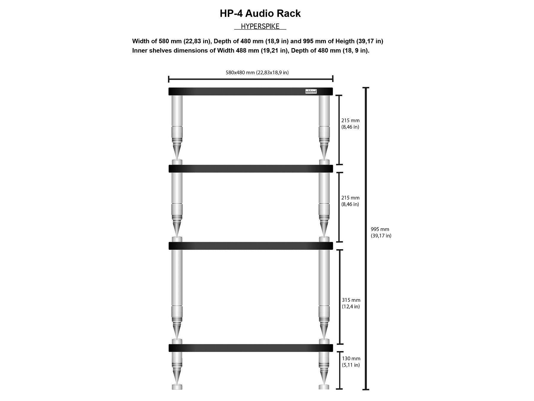 Solidsteel HP-4 - Ceramic Hi-Fi Audio Equipment Rack