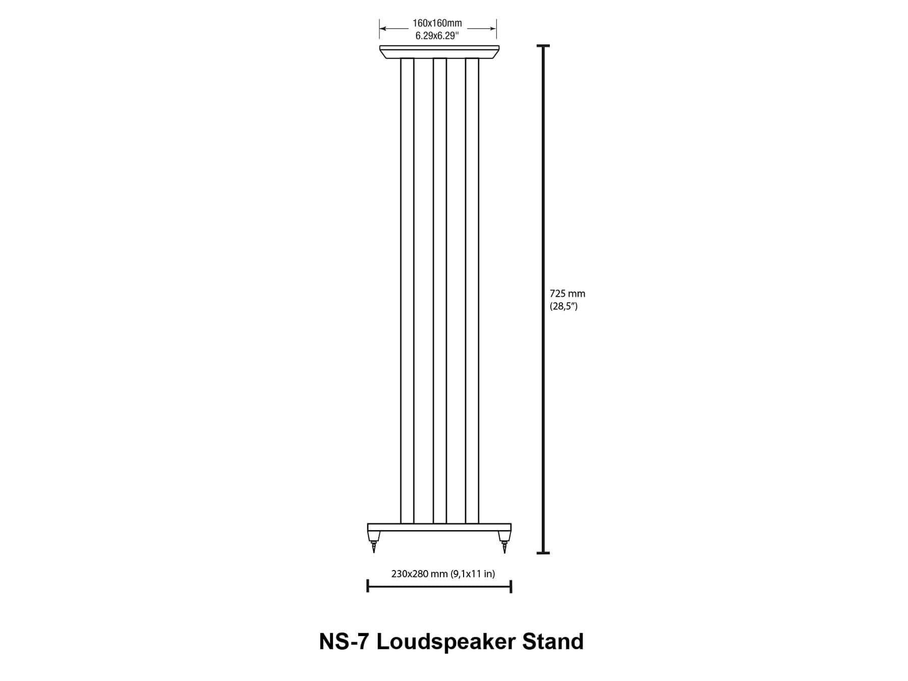 Solidsteel NS-7 - Hi-Fi Speaker Stands - Dimensions